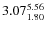 $\rm 3.07 {_{ 1.80}^{ 5.56}}$