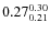 $\rm0.27 {_{0.21}^{0.30}}$