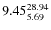 $\rm 9.45 {_{ 5.69}^{ 28.94}}$