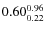 $\rm0.60 {_{ 0.22}^{ 0.96}}$