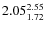 $\rm 2.05 {_{ 1.72}^{ 2.55}}$