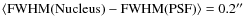 $\langle{\rm FWHM}({\rm
Nucleus)-FWHM}({\rm PSF})\rangle=0.2{\hbox{$^{\prime\prime}$ }} $