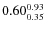 $\rm0.60 {_{ 0.35}^{ 0.93}}$
