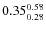 $\rm0.35 {_{0.28}^{0.58}}$