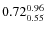 $\rm0.72 {_{ 0.55}^{ 0.96}}$