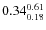 $\rm0.34 {_{ 0.18}^{ 0.61}}$