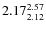$\rm 2.17 {_{ 2.12}^{ 2.57}}$