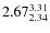 $\rm 2.67 {_{ 2.34}^{ 3.31}}$