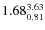$\rm 1.68 {_{ 0.81}^{ 3.63}}$