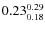 $\rm0.23 {_{0.18}^{0.29}}$