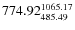 $\rm 774.92 {_{ 485.49}^{ 1065.17}}$