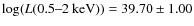 $\log(L(0.5\hbox{--}2~{\rm keV})) = 39.70 \pm 1.00$