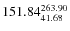 $\rm 151.84 {_{ 41.68}^{ 263.90}}$