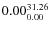 $\rm0.00 {_{ 0.00}^{ 31.26}}$