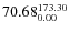 $\rm 70.68 {_{ 0.00}^{ 173.30}}$