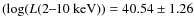 $(\log(L(2\hbox{--}10~{\rm keV}))=40.54 \pm 1.26$