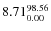 $\rm 8.71 {_{ 0.00}^{ 98.56}}$