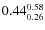 $\rm0.44 {_{0.26}^{0.58}}$