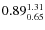 $\rm0.89 {_{ 0.65}^{ 1.31}}$