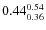 $\rm0.44 {_{ 0.36}^{ 0.54}}$