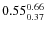 $\rm0.55 {_{ 0.37}^{ 0.66}}$