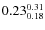 $\rm0.23 {_{ 0.18}^{ 0.31}}$