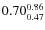 $\rm0.70 {_{ 0.47}^{ 0.86}}$