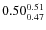 $\rm0.50 {_{ 0.47}^{ 0.51}}$
