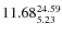 $\rm 11.68 {_{ 5.23}^{ 24.59}}$