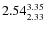 $\rm 2.54 {_{ 2.33}^{ 3.35}}$