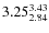 $\rm 3.25 {_{ 2.84}^{ 3.43}}$