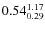 $\rm0.54 {_{ 0.29}^{ 1.17}}$