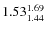 $\rm 1.53 {_{ 1.44}^{ 1.69}}$
