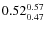 $\rm0.52 {_{ 0.47}^{ 0.57}}$