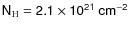 $\sf {N_{\rm
H}=2.1\times 10^{21}~cm^{-2}}$
