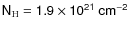 $\sf {N_{\rm H}=1.9\times
10^{21}~cm^{-2}}$