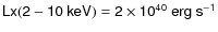$\sf {Lx(2-10~keV)=2\times 10^{40}~erg~s^{-1}}$