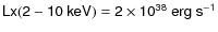 $\sf {Lx(2-10~keV)=2\times
10^{38}~erg~s^{-1}}$
