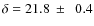 $\delta = 21.8~\pm~~ 0.4$