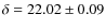 $\delta = 22.02 \pm 0.09$