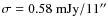 $ \rm \sigma = 0.58~mJy/11''$