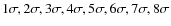 $1 \sigma , 2 \sigma , 3 \sigma , 4 \sigma , 5 \sigma , 6 \sigma , 7 \sigma , 8 \sigma $
