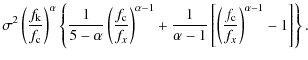 $\displaystyle \sigma^2\left(\frac{f_{\rm k}}{f_{\rm c}}\right)^\alpha\left\{\fr...
...\alpha-1}\left[\left(\frac{f_{\rm c}}{f_x}\right)^{\alpha-1}
-1\right]\right\}.$