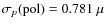 $\sigma_p({\rm pol}) = 0.781~\mu$