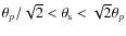 $\theta_p/\sqrt{2} < \theta_{\rm s}< \sqrt{2}\theta_p$