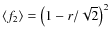 $\langle f_2\rangle = \left(1-r/\sqrt{2}\right)^2$