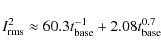 \begin{displaymath}%
I_{\rm rms}^2 \approx 60.3t_{\rm base}^{-1} + 2.08t_{\rm base}^{0.7}
\end{displaymath}