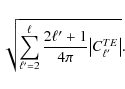 \begin{displaymath}%
\sqrt{\sum_{\ell' = 2}^\ell \frac{2\ell' + 1}{4\pi}
\big\vert C_{\ell'}^{TE}\big\vert}.
\end{displaymath}