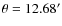 $\theta = 12.68'$