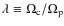 $\lambda\equiv\Omega_{\rm c}/
\Omega_{\rm p}$